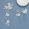 Hair Clips 5 Pcs Crystal Pearl Flower Elegant Headwear For Women Precious Jewels Bridal Wedding Accessories