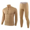 Intimo termico da uomo Abbigliamento militare da esterno Sport Soldato Fitness Campeggio Set in pile Collare da uomo Supporto di compressione tattico Esdy