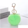 Portachiavi Fluffy Pom Morbido finto Rex Coniglio Palla di pelo Portachiavi per auto Pompon P Portachiavi Portachiavi Borsa da donna Ciondolo Gioielli Drop Deliver Dhr5J