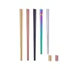 Chopsticks Glossy Titanium Plated Chopsticks Anti Scalting High-klass 304 Rostfritt stål Rainbow Golden Black Square Drop Delivery Ho DHRS9