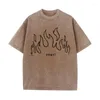 T-shirts pour hommes Angel Black Fire Esthétique Imprimer Hommes T-shirt Lavé Coton Lâche Tee Vêtements Mode Sweat Graphique Crewneck Tops D'été