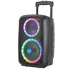 Högtalare 300W High Power 8 "+6" PartyBox Flame Light Audio Outdoor Bluetooth Speaker Karaoke Portable Wireless Column With Microphone FM