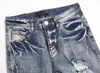 Modemärke europeisk stil me jeans byxor män smala jeans lapptäcke bokstav moto cyklist jeans byxor hål jeans för man