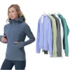 Ll Giacca da Yoga da Donna Felpa con Cappuccio da Donna Allenamento Sport Cappotto Caldo Fitness Palestra Asciugatura Rapida Corsa Sport Top Felpa da Allenamento con Cerniera Solida Abbigliamento Sportivo con Pile