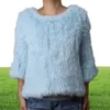 Fxfurs tricot lapin fourrure poncho femmes mode pulat de fourrure 100 vrais vestes de fourrure girl039S Pullover CJ1912135631767