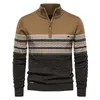 Осенне-зимний мужской свитер с воротником-стойкой и полумолнией, универсальный 240113