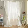 Korean Creative White Lace 3D Rose Curtain Voile Anpassade fönsterskärmar för äktenskap vardagsrum sovrum fransk fönster tende 240113