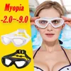 Mannen Vrouwen Tieners Waterdicht 0 2 tot 9 Bijziendheid Dioptrie Zwembril Transparant AntiUV Antifog Zwembril Zonder doos 240112
