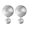 925 Sterling Sier Frosted Round Ball Back Hanging Stud Earrings For Women With Simple Personality Premium Drop Delivery Dh1Yl