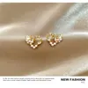 Stud Earrings MIHUA Luxury Fashion Heart Shape 14K Gold Plated Smooth Love Zircon Pearl Accessories For Women 2024