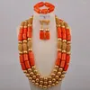 Necklace Earrings Set Fashion Real Coral African Jewelry White/Orange/Red Women Nigerian Wedding Beads Bridal