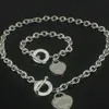 Vente chaude anniversaire cadeau de Noël 925 argent amour collier bracelet ensemble déclaration de mariage bijoux coeur pendentif colliers bracelets ensembles 2 en 1 w 5lgm 078