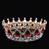 Vintage Crystals Headpieces Bridal Wedding Crown And Tiaras Queen King Crown Blue Red Rhinestone Crowns Wedding Accessories