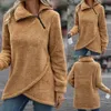 Womens Fleece Winter Keep Warm Jumper Tops Lapel Zip Teddy Bear Pullover Sweatshirt Comfortable Clothes Clothing For Daily Life 240112