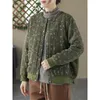 Trench da donna Retro Donna Parka 2024 Autunno Inverno Stampa Fiori Tasche Cardigan in lino di cotone imbottito Cappotto caldo casual femminile