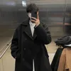 Long Dust Coat Men Winter Korean Style Trench Mens Mens Solid Double Breasted Woolen Tygrock Löst Trenchcoat Outwear 240112