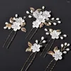 Hair Clips 5 Pcs Crystal Pearl Flower Elegant Headwear For Women Precious Jewels Bridal Wedding Accessories