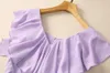 2024 Spring Pure Color Panel Dress Purple Sleeveless V-Neck Long Maxi Casual Dresses A3J101744