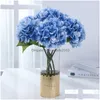 Couronnes de fleurs décoratives Fleurs décoratives Plantes vertes artificielles Blanc Rose Bleu Hortensia Fausse Fleur Muguet Con Dhvl1