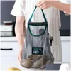 Storage Baskets Portable Reusable Grocery Bags Washable Mesh Bag Fruit Vegetable Shop String Hanging Kitchen Organizer Handbag Hh589 Dhj9R