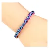 Handmade Frisado Fios Pulseiras Turquia Azul Evil Eye Charme Pulseira Para As Mulheres Trançado Corda Corda Fatima Beads Cadeia Bangle Drop De Otx5S