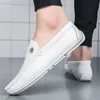 Penny Loafers Shoes For Men Male Boat Shoes Leather Flat Man Moccasins Mens Driving Shoes Casual Shoe Slip On Flats White 240112