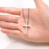 Podstawowy prosty naszyjnik krzyżowy, Mens 14 -Ke White Gold Waterproof Cross Cross Naszyjnik, prezent dla mężczyzn