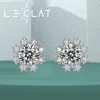 Leclat Earring Stud VVS1 Princess Cut S925 Sterling Sliver Plated 18K Snow Flower For Fine Fine Jewelry 240112