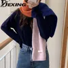 Estilo coreano quente cachecol de malha para inverno feminino cashmere engrossado macio moda contraste cor cachecol feminino xale cachecol 240112