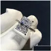 Band Rings Band Rings Radiant Cut 3Ct Lab Diamond Ring 925 Sterling Sier Bijou Engagement For Women Bridal Party Jewelry 885 Q2 Dhgard Dhoik