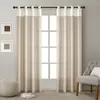 A piece of linen patchwork solid color semi blackout curtain 240113