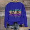 Dames Hoodies Sweatshirts Mardi Letter Gedrukt Ronde Hals Lange Mouw Top Comfortabele Dames Grote Sweatshirt Gevleugelde Trui Drop Delive Ota4y