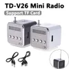 Radio TDV26 Mini 1.0 pollici Radio FM Digitale Altoparlanti portatili con ricevitore radio FM Supporto TF Card U Disco per lettore musicale MP3