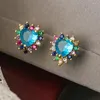 Orecchini a bottone Cmoonry Mix casuale Colore CZ Zircone intarsio Cuore per donne Ragazza Accessori per gioielli da festa femminili