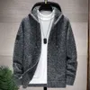 Fashion Sweater Jacket Men's Cardigan Simple Casual Korean Version Of The Trend Autumn And Winter Luxury Coat Plus Fleece Thickened Warm 21