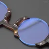 Sonnenbrillenrahmen, Vintage, stilvoll, Premium-Acetat-Titan, rund, optisch, Brillengestell, modisch, für Herren und Damen, hochwertig, für den Außenbereich