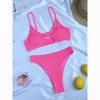 Micro Bikini Sexiga kvinnor Swimsuit Female Rib Bikini Set Push Up Women badkläder Brasiliansk baddräkt Baddräkt Baddräkter 240112