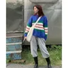 Swetery kobiet 2024 jesień zima koreańska swoboda Y2K Knitt z długim rękawem szykowne pullover mody damskie w paski Patchwork Ladies Top