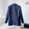 Designer feminino blazer jaqueta casaco roupas mulher estilo acadêmico primavera outono novo preto azul lançado topo