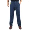 Men's Jeans Spring And Summer Middle-aged Elderly Loose High Waisted Straight Tube Elastic Waist For Leisure