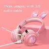 Kopfhörer Kaninchenohr Drahtlose Kopfhörer Bluetooth 5.0 Kopfhörer Mädchen Kinder Stereo Musik Headset Mit Mikrofon RGB Lichter Gamer Geburtstagsgeschenke