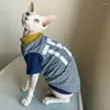 Gato trajes sphynx casaco moda carta impressão moletom mangas compridas para masculino cinza algodão listrado camiseta gatinhos na primavera