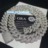 Stock personnalisé glacé VVS Moissanite Bracelet cubain 925 argent Bling CZ diamant chaîne à maillons cubains Hip Hop hommes bijoux collier