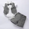 Kledingsets Geboren babyjongens Formele kledingset Strikje Romper Shorts Schoenen Hoed Herenkostuums Zomerpeuter