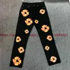 Men's Jeans Washed Flame Inlaid Kapok Jeans Men Women Top Quality Washed Oversize Denim Trouser T240112
