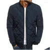 Men'S Jackets Mens 2023 Men Quilted Padded Jacket Casual Zip Up Winter Warm Plaid Stand-Up Coat Windproof Outwear Drop Delivery Appa Otzhy