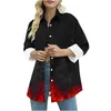 Women's Blouses 2024 Spring Pocket Flame Printing Long Shirt Blouse Women Fashion Button Sleeve Shirts For Office Casual Loose Tops