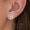 أزياء النساء الأزياء الماس زهرة الأقراط 925 الجنيه الاسترليني الفضة تمريرة اختبار Gra Moissanite الأزرار الأزرار هدية لطيفة