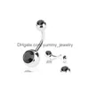 Ny 316L kirurgiska stålnavelringar Crystal Rhinestone Belly Button Bar Ring Body Jewelry Piercing 50st/Lot Drop Delivery DH9GV