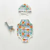 One-Pieces Summer Baby Girl Swimwear Cute Flower Swimsuit with Hat Girls Swimwear for Kids H240508